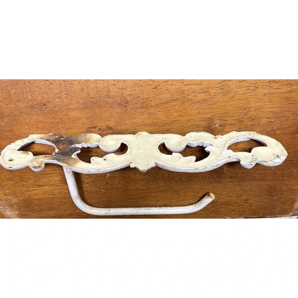Iron Toilet Paper Holder, Decorative Bathroom Hardware, Shabby Chic White Bath
